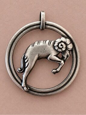 Vintage Van Dell Aries Ram Pendant for Necklace Sterling Silver 925